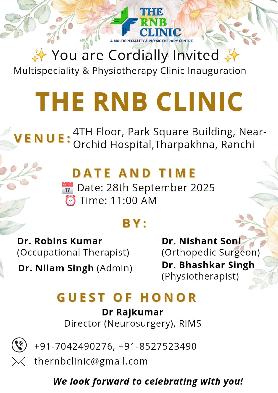 Inauguration Invitation — THE RNB CLINIC